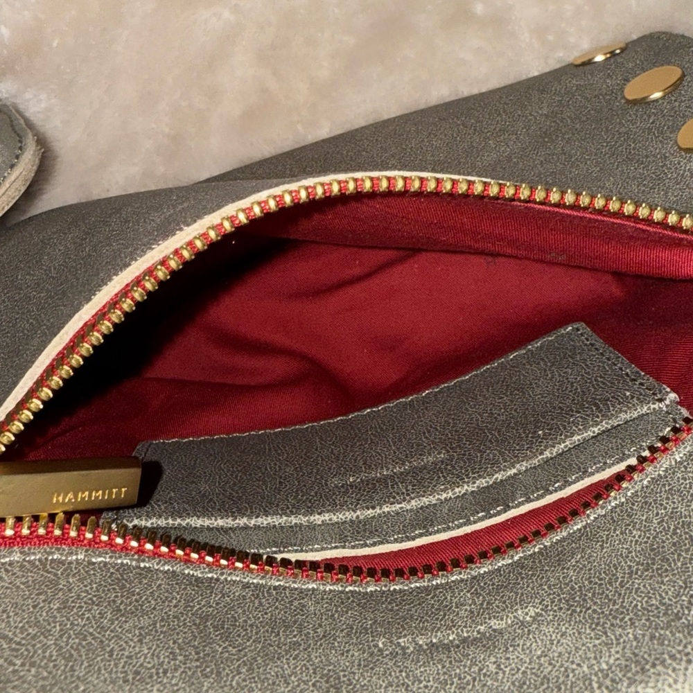 !HAMMITT Bundle! Oliver Leather Taupe Pewter Tote & Tony Small Pewter Crossbody - Picture 13 of 16